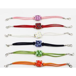 BRACCIALE CUOINO CON PIASTRINA 1.5X1.5 MURRINA MONOCOLORE OLORE