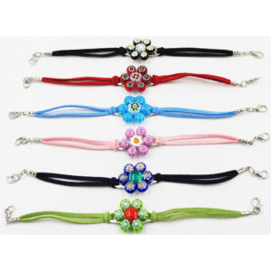 BRACCIALE CUOINO  CON FIORE MURRINA