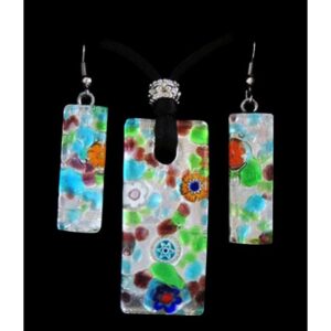 PARURE COLLANA CON SCATOLA CON CIONDOLO  2X4.5 FOGLIA ORO o ARGENTO