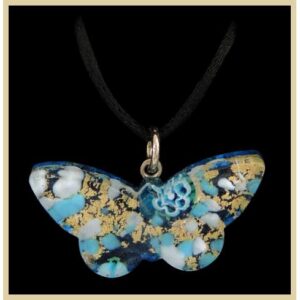 COLLANA CON SCATOLA CON CIONDOLO FARFALLA FOGLIA ORO o ARGENTO