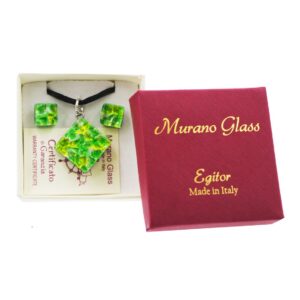 PARURE COLLANA CON SCATOLA CON CIOND 2X2 FOGLIA ORO o ARGENTO