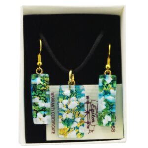 PARURE COLLANA CON SCATOLA CON CIONDOLO 1.5X3 FOGLIA ORO o ARGENTO