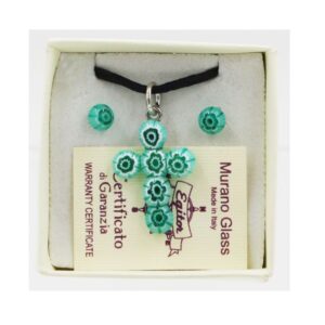 PARURE COLLANA CON SCATOLA CON CIONDOLO CROCE MURRINA