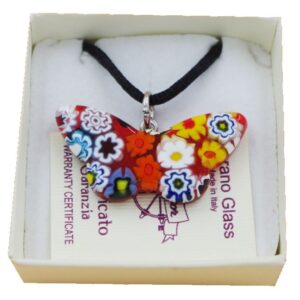 COLLANA CON SCATOLA CON CIONDOLO FARFALLA MURRINA  MULTICOLOR
