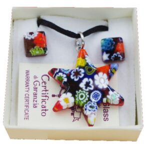 PARURE COLLANA CON SCATOLA CON CIONDOLO STELLA MURRINA  MULTICOLOR
