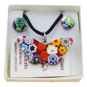 PARURE COLLANA CON SCATOLA CON CIONDOLO FARFALLA MURRINA MULTI