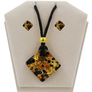 PARURE COLLANA CON SCATOLA CON CIONDOLO 2.7X2.7 FOGLIA ORO o ARGENTO