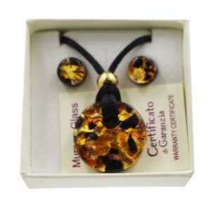 PARURE COLLANA CON SCATOLA CON CIONDOLO DIAM 28 FOGLIA ORO o ARGENTO