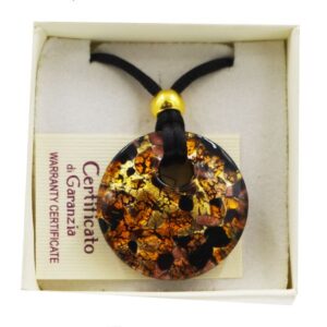 COLLANA CON SCATOLA CON CIONDOLO DIAM.3 FOGLIA ORO o ARGENTO