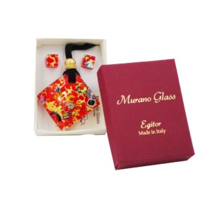 PARURE COLLANA CON SCATOLA CON CIONDOLO 4X4 FOGLIA ORO o ARGENTO