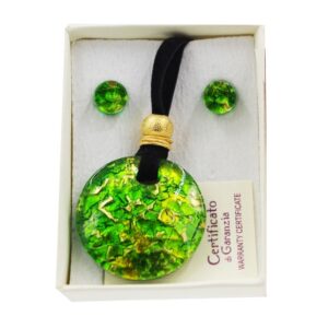 PARURE COLLANA CON SCATOLA CON CIONDOLO DIAM 4 FOGLIA ORO o ARGENTO