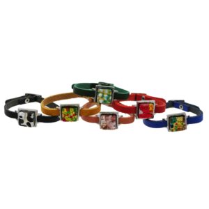BRACCIALE CUOIO 1.5X1.5 FOGLIA ORO o ARGENTO