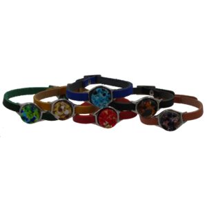 BRACCIALE CUOIO DIAM.18 FOGLIA ORO o ARGENTO