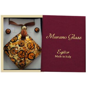 PARURE COLLANA CON CIONDOLO 4X4 FOGLIA ORA CON SCATOLA