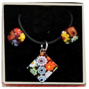 PARURE COLLANA CON SCATOLA CON CIONDOLO 2X2 TUTTO MURRINA   MULTICOLOR