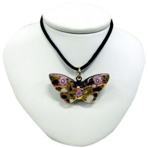 COLLANA CON CIONDOLO FARFALLA FOGLIA ORO o ARGENTO