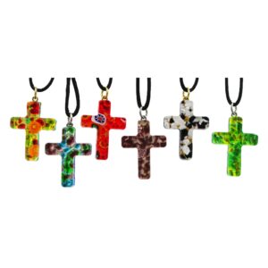 COLLANA CON CIONDOLO CROCE FOGLIA ORO o ARGENTO