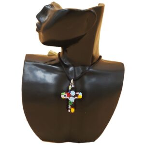 COLLANA CON CIONDOLO CROCE MURRINA  MULTICOLOR