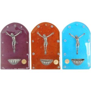 ACQUASANTIERE CAPITELLO CON CRISTO 9x16cm