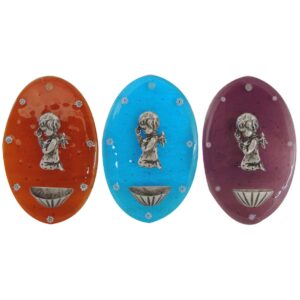 ACQUASANTIERE OVALI  CON ANGELO 10x16cm