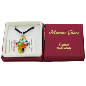 COLLANA CON CROCE MURRINA MULTICOLOR LARGA CON SCATOLA 6X6