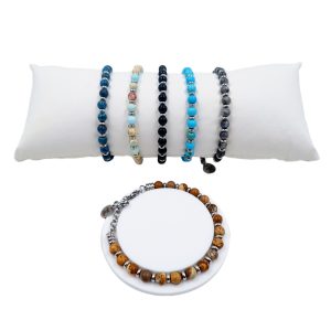 BRACCIALE PIETRE DURE e ACCIAIO