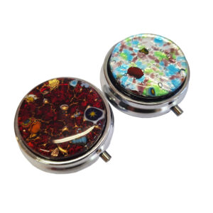 PORTAPILLOLE 40mm FOGLIA ORO/ARGENTO